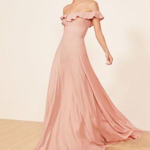Reformation Blush Verbena Off the Shoulder Dress